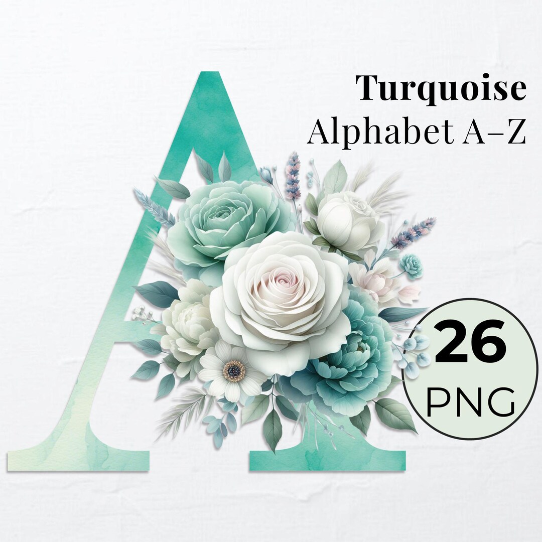 Watercolor Floral Alphabet Letters: PNG Clipart Bundle (digital ...