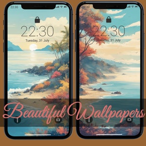 Sea Coast Landscape Phone Wallpaper: Beach Digital Background (Digital Download)