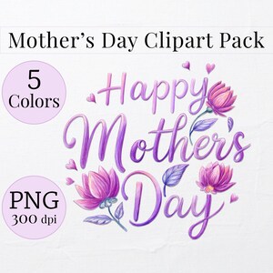 Muttertag PNG Clipart | Muttertags-Text-Design-Bundle | Elegante Farbstift-Muttertagsbilder-Vorlage