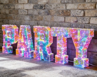 Letreros LED personalizados con texto y números, letras luminosas de doble alimentación para decoración de bodas y fiestas.