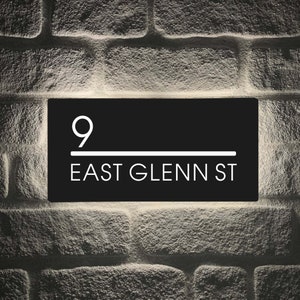 Placa de endereço personalizada, placa de LED com número da casa, placa de endereço em metal, caixa de luz com número iluminado, placa de LED com iluminação, sinalização com nome da rua