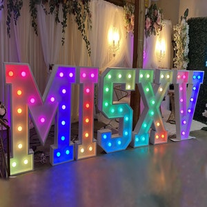 Custom MultiColor Marquee Letters,Large Event Party Decor,Wedding Birthday Party Prop Sign,LED Light Up Metal Letter,3,4,5 FT Marquee Letter