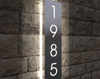 Illuminated House Address Sign,Vertical Home Address,Custom LED House Numbers,Outdoor Led Home Decor,Modern Address Sign,House Number Sign