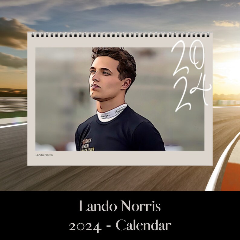 Lando Norris Calendar 2024, Gift Idea, Wall Decor, Wall Calendar, A3