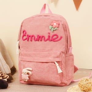 Personalized Corduroy Toddler Backpack, Custom Name Bag with Fun Accessories, First Day School Gift