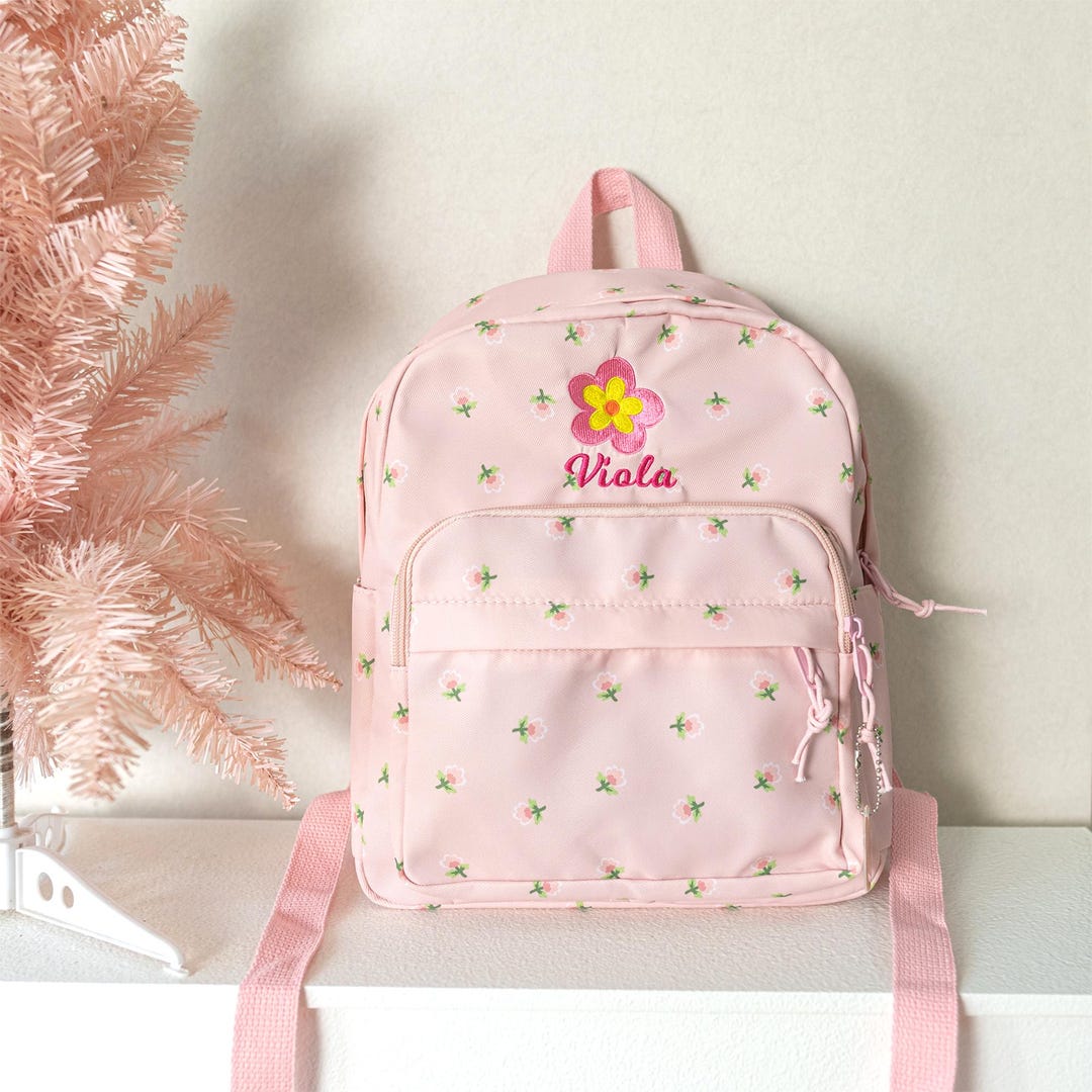Babyhug Fashion Backpack with Flower & Bow Applique - White main image 1