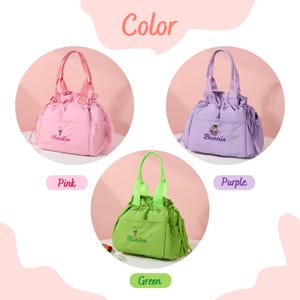 Custom Embroidered Lunch Bag: Insulated Drawstring Bag, Ice Cream & Cupcake Design image 3