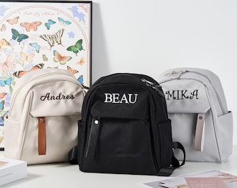 Custom Embroidered Kids Backpack, Nylon Toddler Bag, Personalized Book Bag