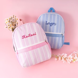 Custom Seersucker Backpack, Personalized Toddler Backpack, Seersucker Preppy Backpack, Back To School Gift, Christmas Gift For Child