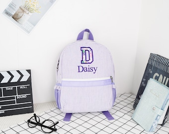 Personalized Seersucker Toddler Backpack: Preppy Kids School Bag