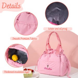 Custom Embroidered Lunch Bag: Insulated Drawstring Bag, Ice Cream & Cupcake Design image 4