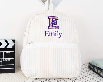 Personalized Seersucker Backpack: Toddler Preschool Book Bag