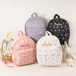 Personalized Toddler Backpack, Floral Kids Backpack, Preschool Book Bag, Backpack for Kids, Toddler School Bag, Embroidery Bag, Child Gift
