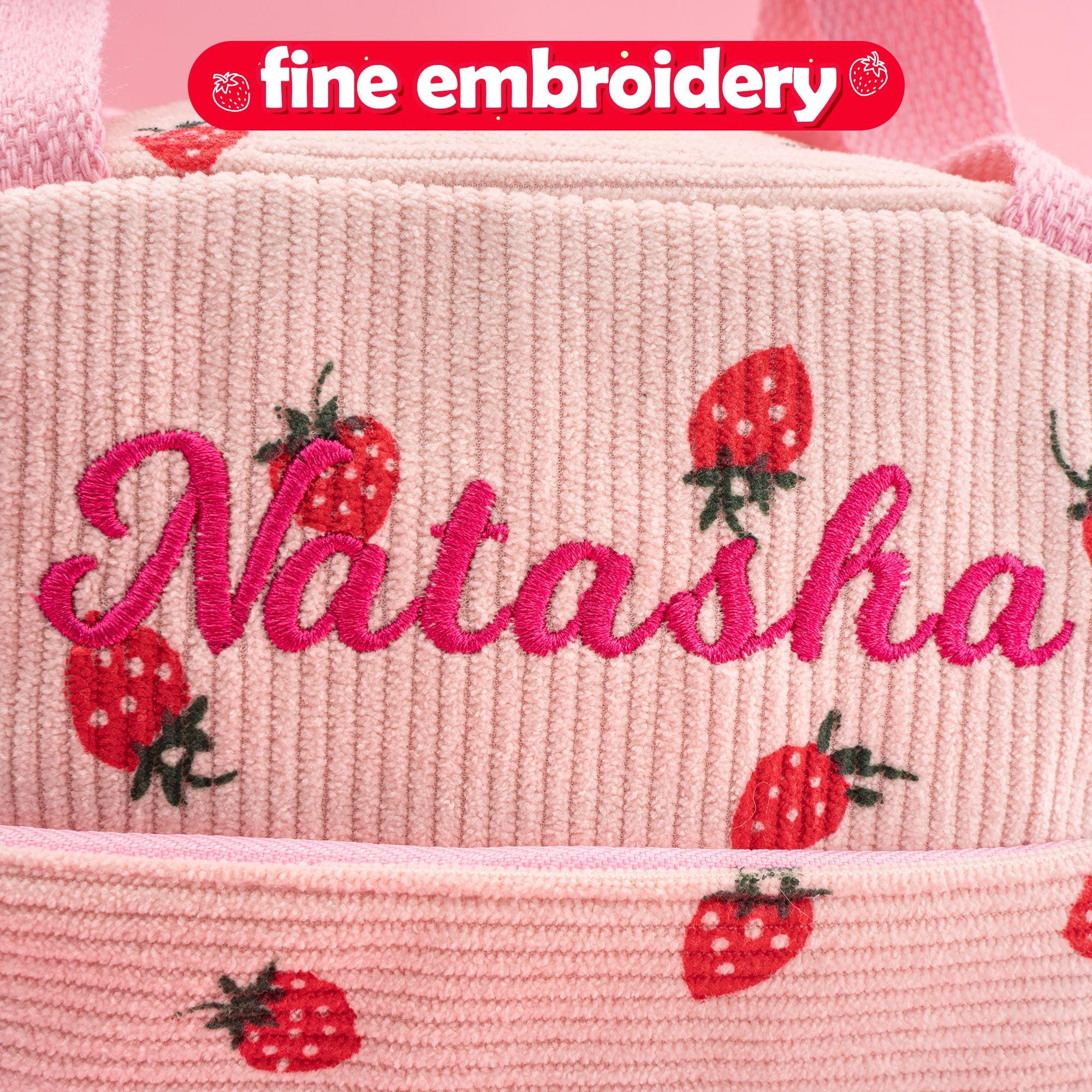 Personalized Strawberry Corduroy Lunch Bag, Custom Embroidered Name - Etsy