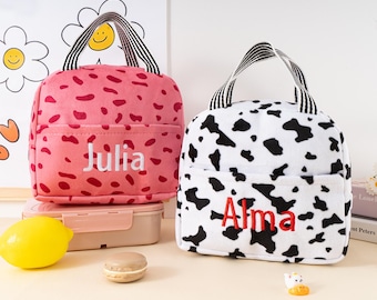 Custom Cow Print Insulated Lunch Bag: Personalized Lunch Tote