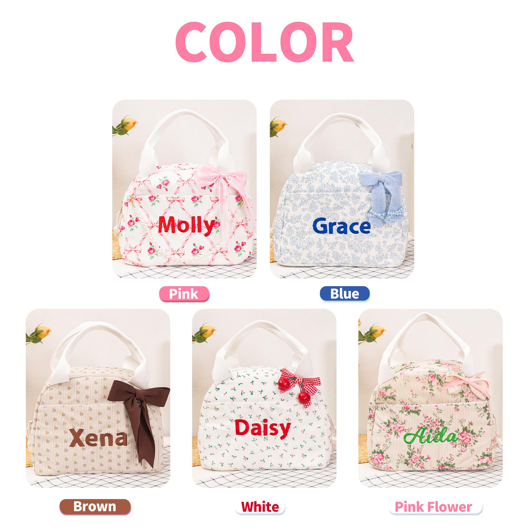 Custom Embroidered Corduroy Lunch Bag, Insulated Cooler Tote for Women ...