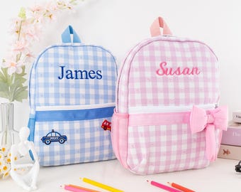 Personalized Toddler Backpack: Embroidered Name, Bow or Car Patch