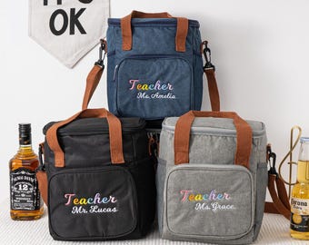 Personalized Insulated Lunch Bag, Embroidered Teacher Gift