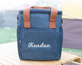 Personalized Insulated Cooler Bag, Embroidered Lunch Box, Picnic Tote, Outdoor Fresh Bag