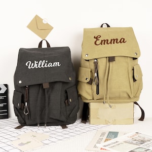 Canvas Backpack, Personalized Travel Canvas Backpack, Rucksack for him, Vegan backpack for work, Travel GYM Bag for Dad, Camping Laptop Bag