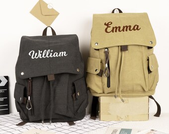 Personalized Canvas Backpack: Travel Rucksack, Vegan Laptop Bag