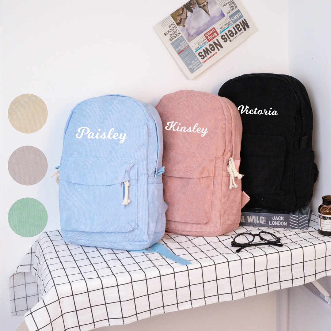 Personalized Corduroy Kids Backpack: Custom Embroidered School Bag - Etsy