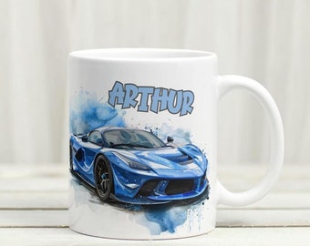 Sports car mug, children's mug, customizable mug to offer