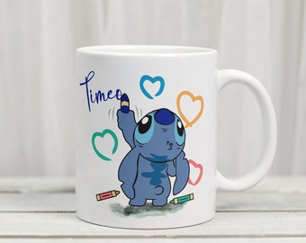 Personalized stitch mug, children's mug, customizable mug to offer