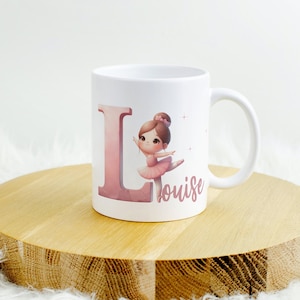 Taza infantil bailarina con taza inicial personalizable para ofrecer, taza con nombre