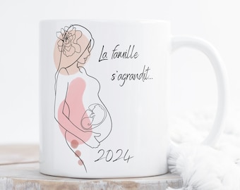 Schwangerschaftsanzeige „Die Familie wächst“ – personalisierte Tasse