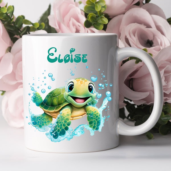 Mug tasse tortue avec prénom personnalisable, tasse tortue, tortue de mer, mug personnalisable à offrir, turtle mug