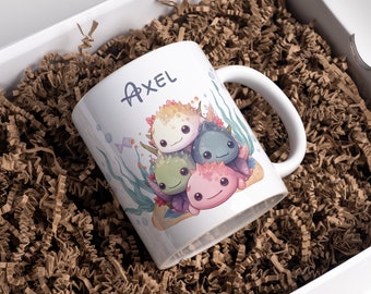 Tasse personnalisée axolotl , tasse enfant,  mug personnalisé, cadeau à offrir