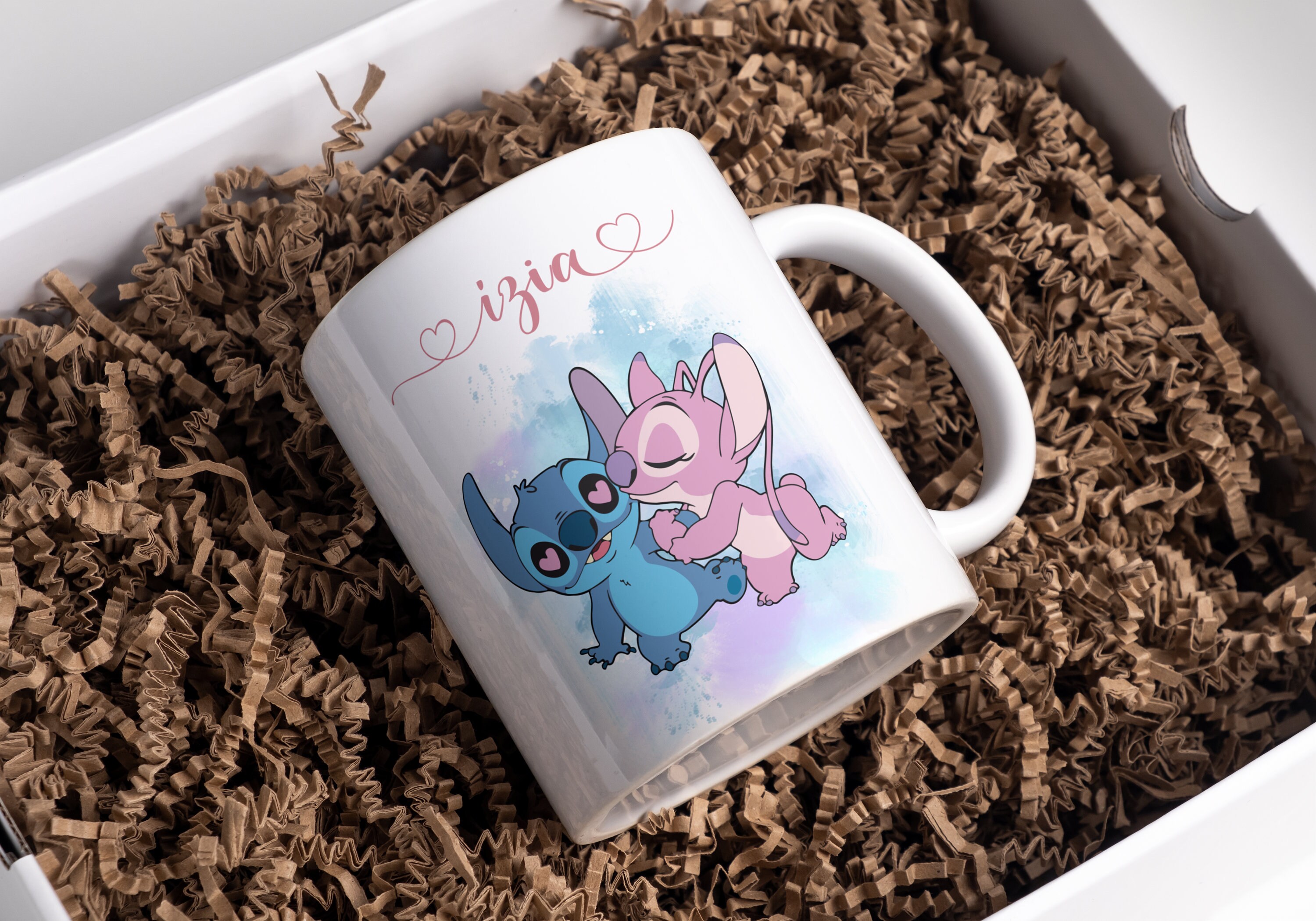 Stor Mug Céramique Stitch et Angel 330 ml - Cadeau anniversaire noel pour fille ou Garçon - Anniversaire noel - Personnalisable