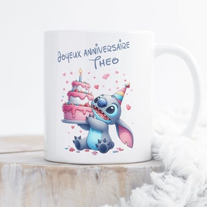 Taza puntada personalizada, taza infantil, puntada feliz cumpleaños, taza personalizable para ofrecer, taza personalizada con nombre