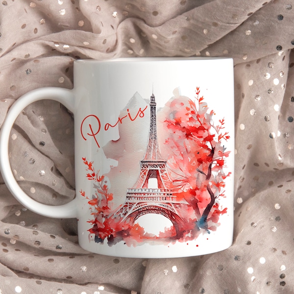 Mug tasse Paris, tour Eiffel, décoration florale Paris, série Monuments