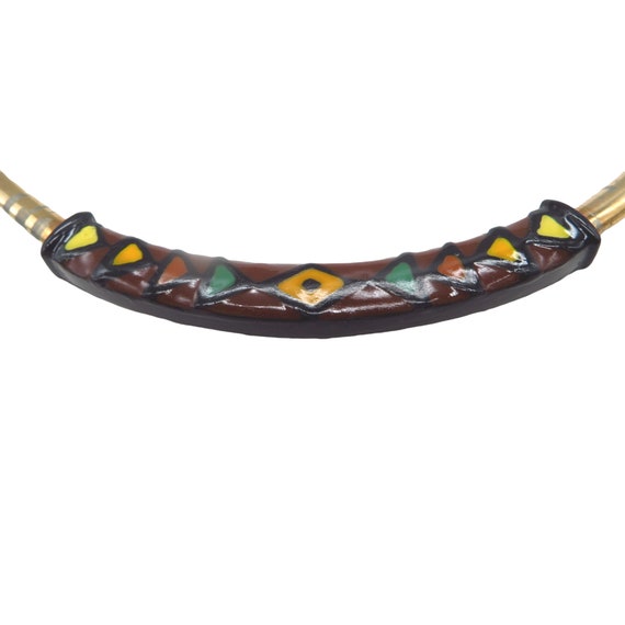 Eisenberg Collar Necklace, Gold Tone and Enamel G… - image 4