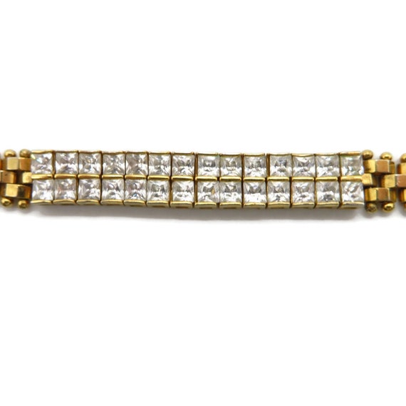 Nolan Miller Bracelet, Gold Tone Rhinestone Flexi… - image 3