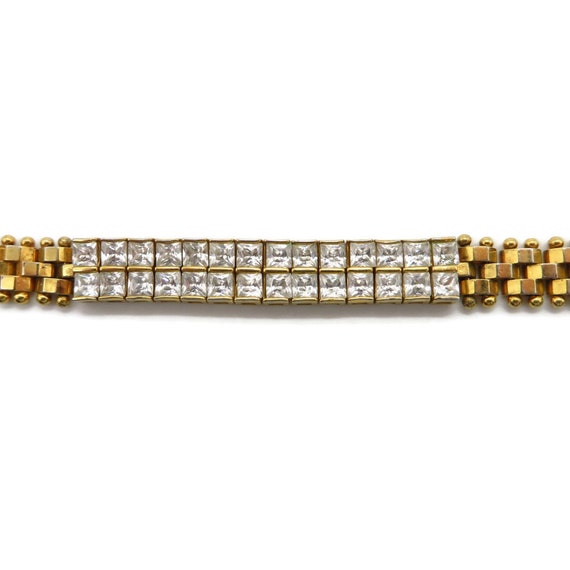 Nolan Miller Bracelet, Gold Tone Rhinestone Flexi… - image 4