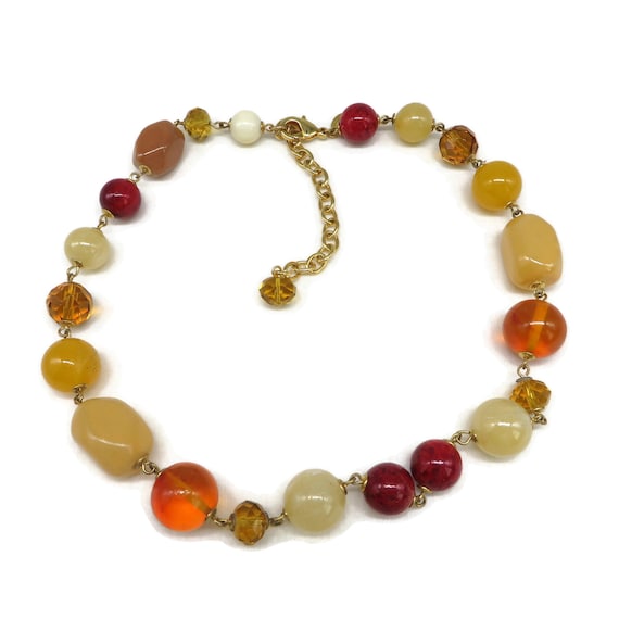 Joan Rivers Necklace, Red Orange Yellow Beaded Ne… - image 2