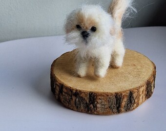 Shitzu needle felted miniature/ dog sculpture/ dog portrait/
