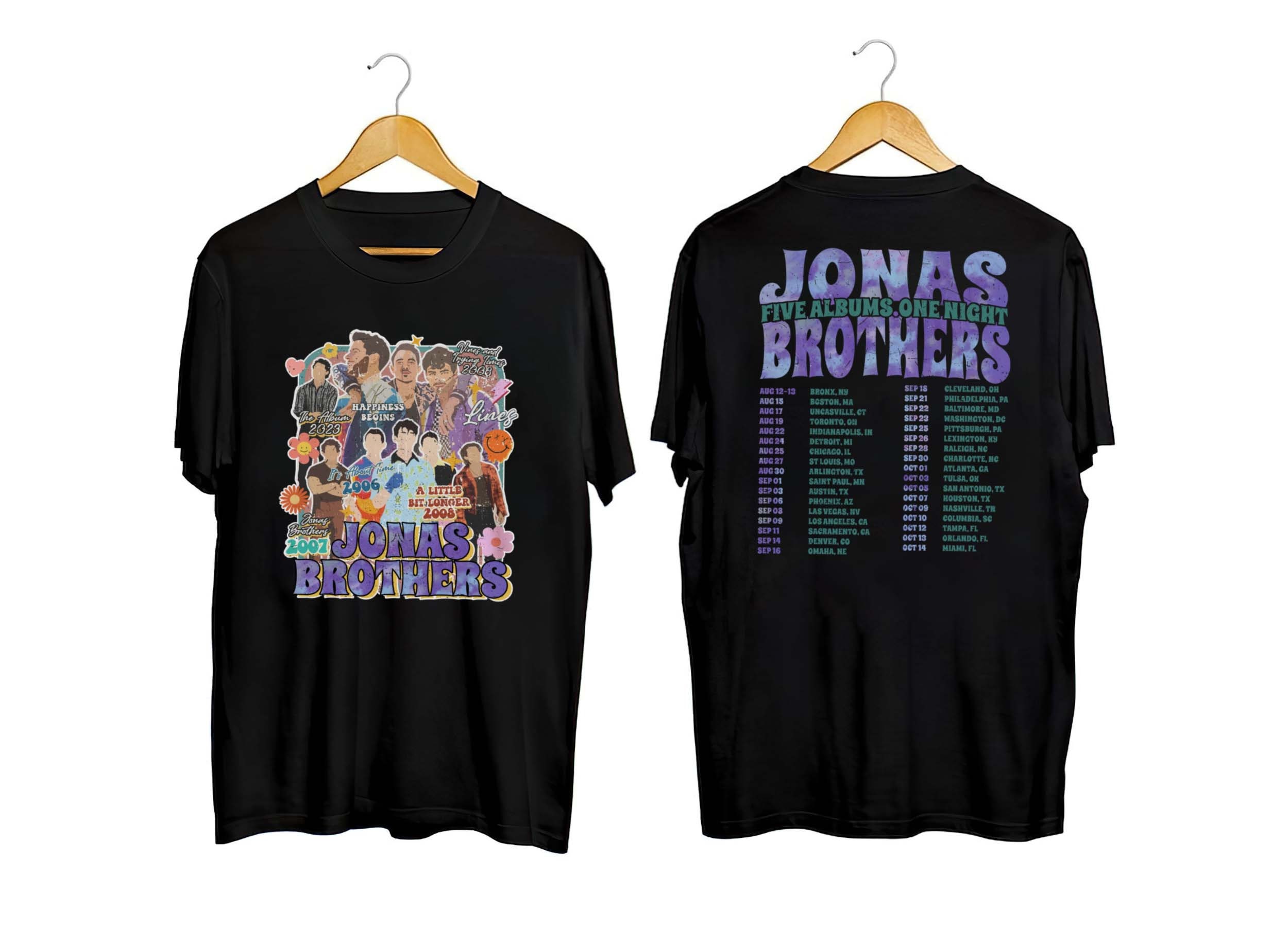 Discover Jonas Brothers Music Band T-shirt, Five Albums One Night Tour 2023 Shirt, Gift For Fans