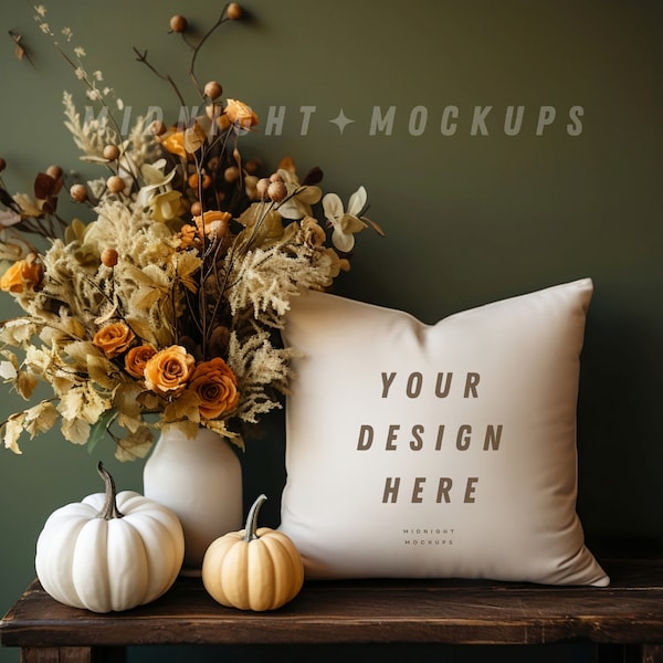 Styled Decorative Accent Throw Pillow Overlay Mockup - Blank Mock Up French Country Fall Theme