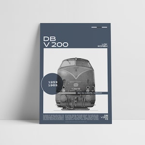 Railway poster, DB V 200 information poster, petrol - large format, printed on high-quality paper