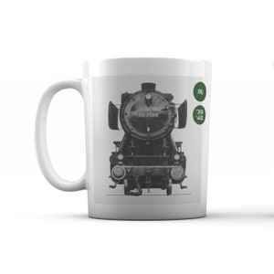 Railway mug, steam locomotive BR 50, design in the style of the 1960s