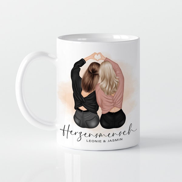 personalisierte Tasse für die beste Freundin als Geschenk | Definition Herzensmensch | Geschenk zum Geburtstag Freundschaft | Geschenkidee