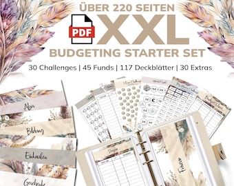 Budget Planner XXL Starter Set for the A6 Cover Method | Cover Sheet Tracker | Savings | PDF Financial Planner Savings Binder | Cashstuffing Digital