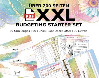 Budget Planner XXL Starter Set for the A6 Envelope Method | Cover Sheets Tracker | save | PDF financial planner savings binder | Cashstuffing Digital