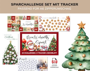 Christmas Savings Challenge Set including Tracker | Savings game with dice | Budgeting | Saving | PDF suitable for the A6 envelope method of savings binders