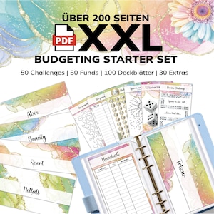 Set iniziale Budget Planner XXL per il metodo busta A6 | Tracker delle copertine | salva | Raccoglitore di risparmio pianificatore finanziario PDF | Cashstuffing digitale