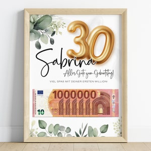 Geldgeschenk zum Geburtstag | deine erste Million Geschenk | Geburtstagsgeschenk | Bild | Poster | persönliches Geschenk | Geld verschenken
